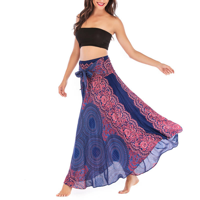 Nimara Ritual Two Style Wear Bohemian Compass Rose Flower Lace-up Skirt Dress