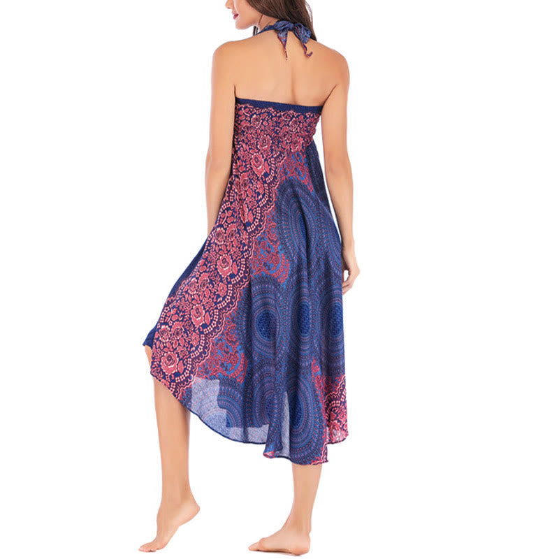 Nimara Ritual Two Style Wear Bohemian Compass Rose Flower Lace-up Skirt Dress