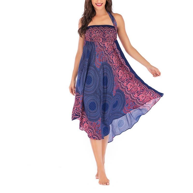 Nimara Ritual Two Style Wear Bohemian Compass Rose Flower Lace-up Skirt Dress