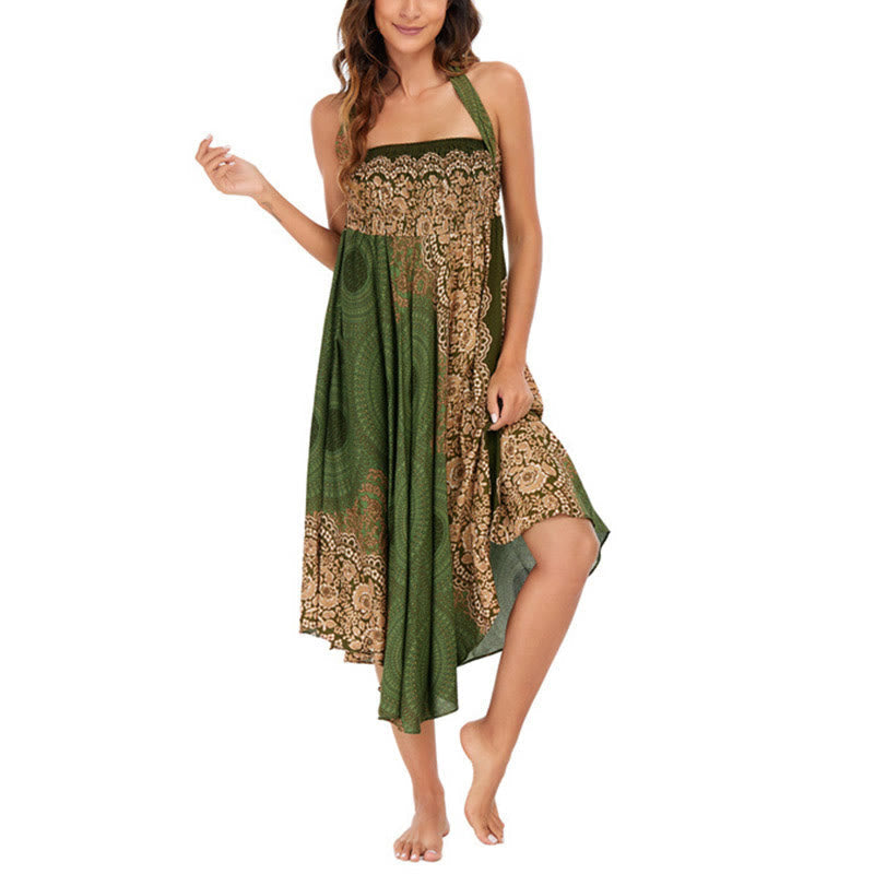 Nimara Ritual Two Style Wear Bohemian Compass Rose Flower Lace-up Skirt Dress