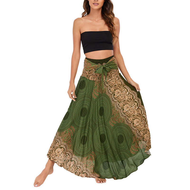 Nimara Ritual Two Style Wear Bohemian Compass Rose Flower Lace-up Skirt Dress