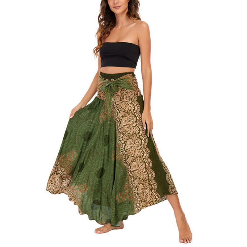 Nimara Ritual Two Style Wear Bohemian Compass Rose Flower Lace-up Skirt Dress