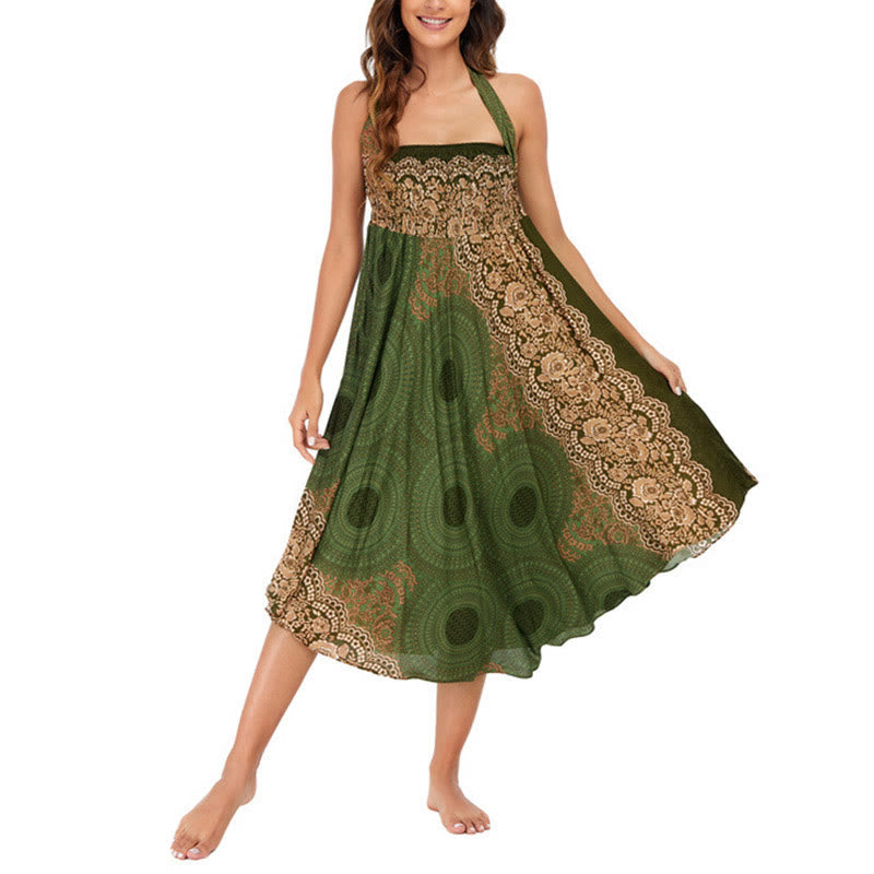 Nimara Ritual Two Style Wear Bohemian Compass Rose Flower Lace-up Skirt Dress