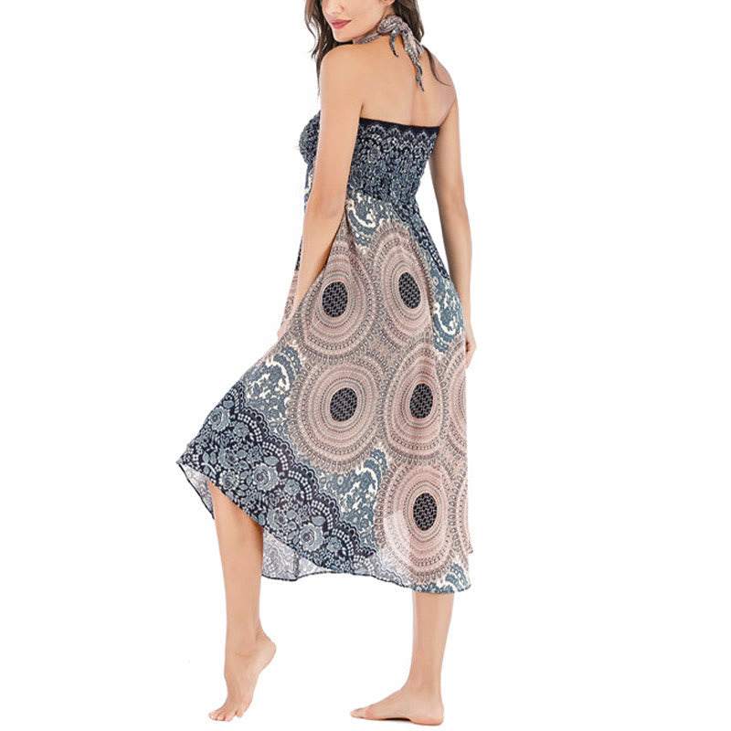 Nimara Ritual Two Style Wear Bohemian Compass Rose Flower Lace-up Skirt Dress