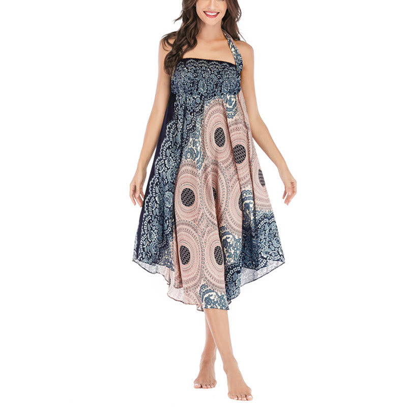 Nimara Ritual Two Style Wear Bohemian Compass Rose Flower Lace-up Skirt Dress