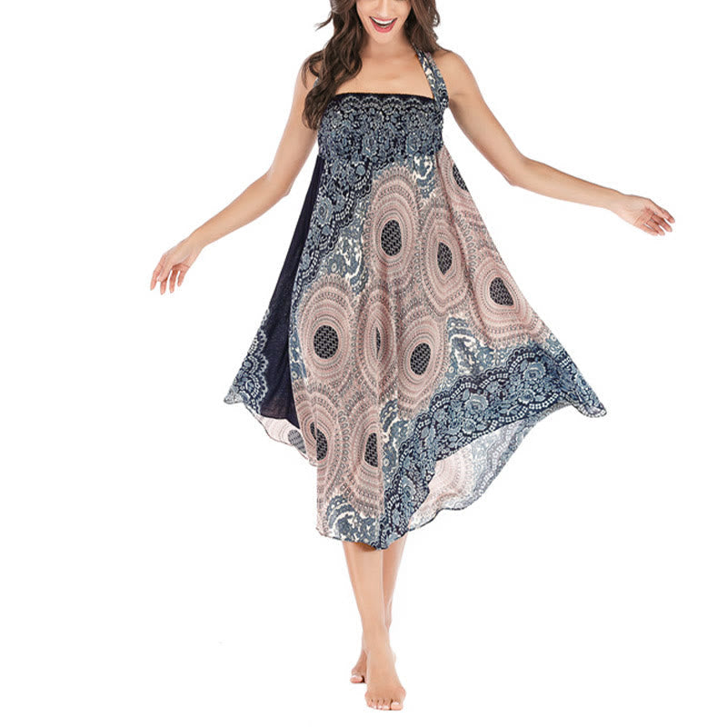 Nimara Ritual Two Style Wear Bohemian Compass Rose Flower Lace-up Skirt Dress