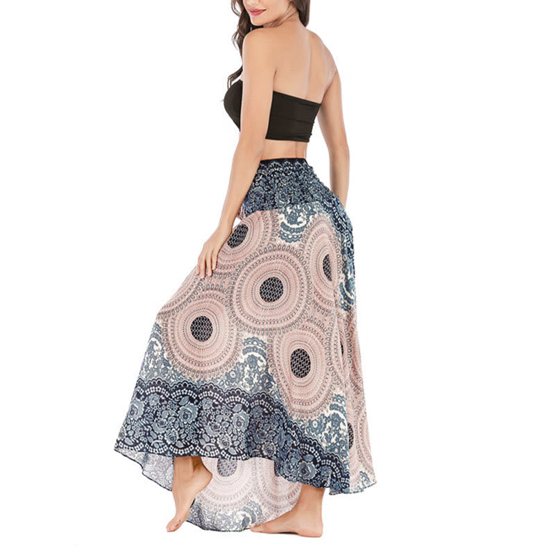 Nimara Ritual Two Style Wear Bohemian Compass Rose Flower Lace-up Skirt Dress