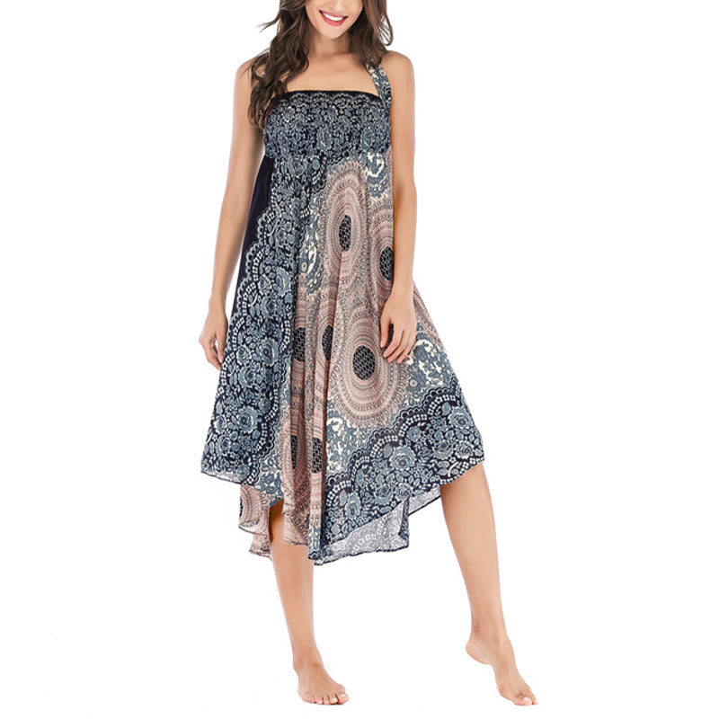 Nimara Ritual Two Style Wear Bohemian Compass Rose Flower Lace-up Skirt Dress