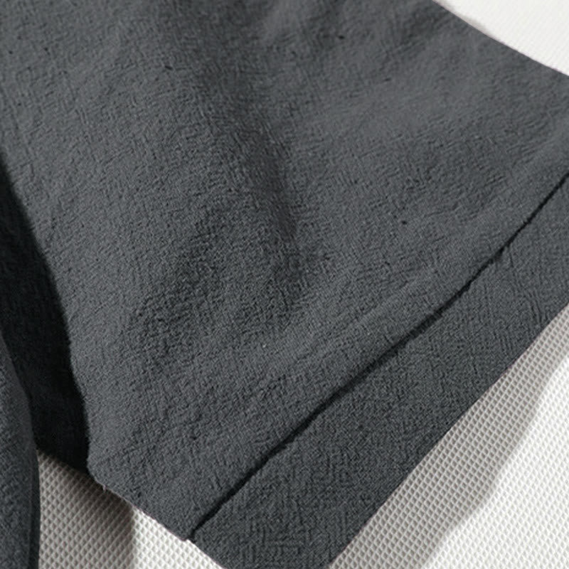 Nimara Ritual 2Pcs Plain Notched Collar T-Shirt Wide Leg Shorts With Pockets Men's Meditation Cloth Set