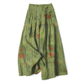 Nimara Ritual Cotton Linen Vintage Script Pattern Women's Elastic Waist Wide Leg Pants With Pockets