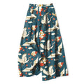 Nimara Ritual Cotton Linen Crane Blossom Pattern Women's Elastic Waist Wide Leg Pants With Pockets