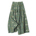 Nimara Ritual Cotton Linen Evil Eye Moon Pattern Women's Elastic Waist Wide Leg Pants With Pockets