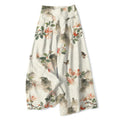 Nimara Ritual Cotton Linen Vintage Floral Pattern Women's Elastic Waist Wide Leg Pants With Pockets