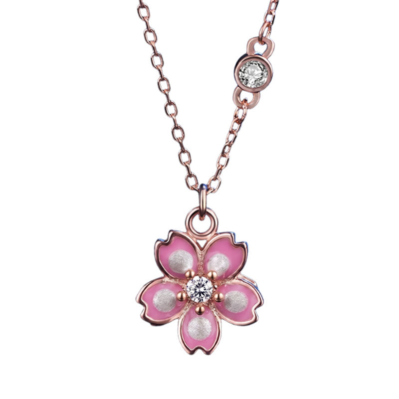 Nimara Ritual 925 Sterling Silver Cherry Blossom Flower Rotatable Protection Necklace Pendant