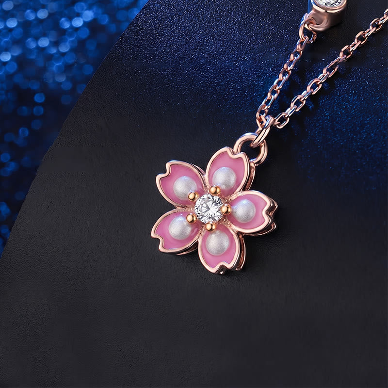 Nimara Ritual 925 Sterling Silver Cherry Blossom Flower Rotatable Protection Necklace Pendant