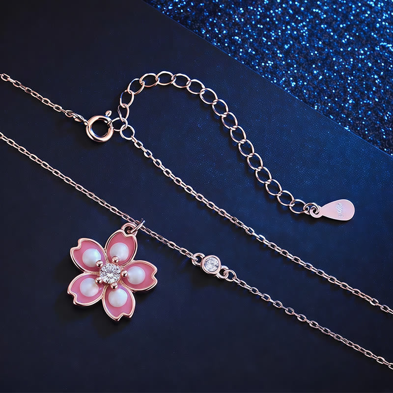 Nimara Ritual 925 Sterling Silver Cherry Blossom Flower Rotatable Protection Necklace Pendant