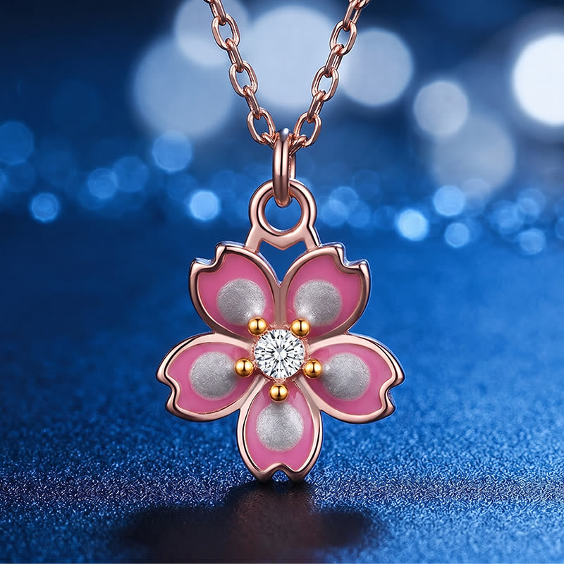 Nimara Ritual 925 Sterling Silver Cherry Blossom Flower Rotatable Protection Necklace Pendant