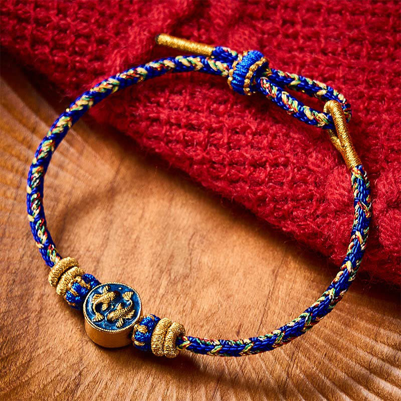 Nimara Ritual Hand-Woven String Double Golden Koi Fish Strength Rope Bracelet