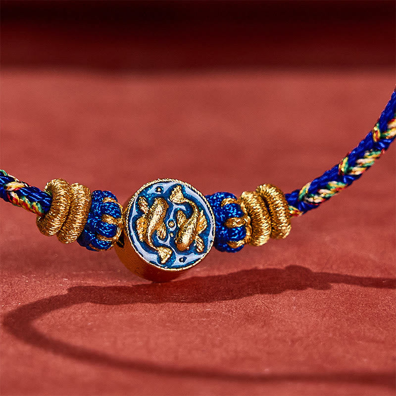 Nimara Ritual Hand-Woven String Double Golden Koi Fish Strength Rope Bracelet
