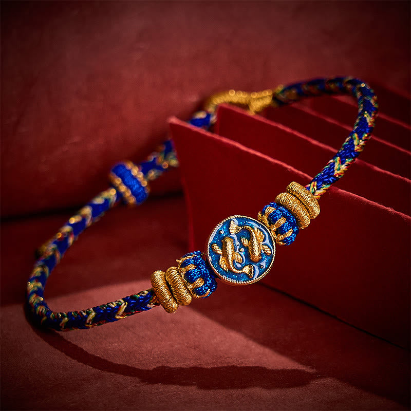 Nimara Ritual Hand-Woven String Double Golden Koi Fish Strength Rope Bracelet