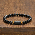 Protection and Transformation Black Obsidian Black Tourmaline Minimalist Round Bead Bracelet