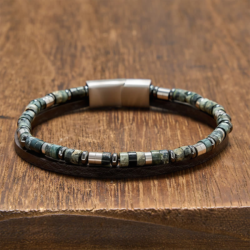 Nimara Ritual Lapis Lazuli Truth Double Wrap Leather Bracelet