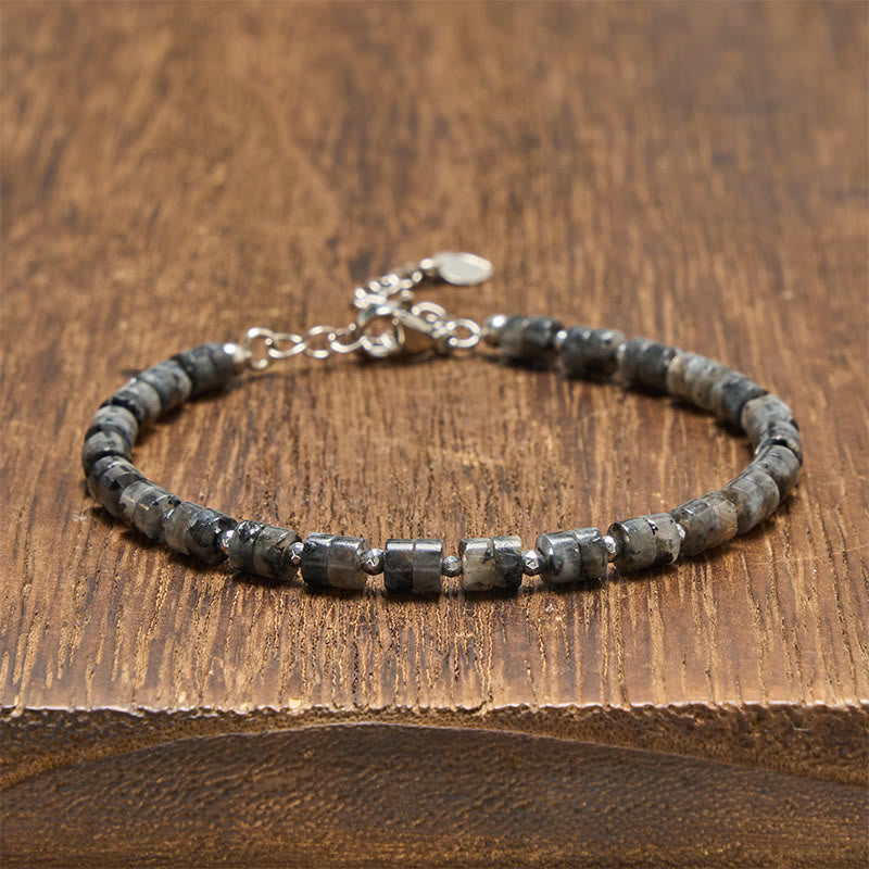 Calm and Spiritual Awareness Amethyst Tiger's Eye Rose Quartz Blue Spot Jasper Black Obsidian Flat Bead Bracelet