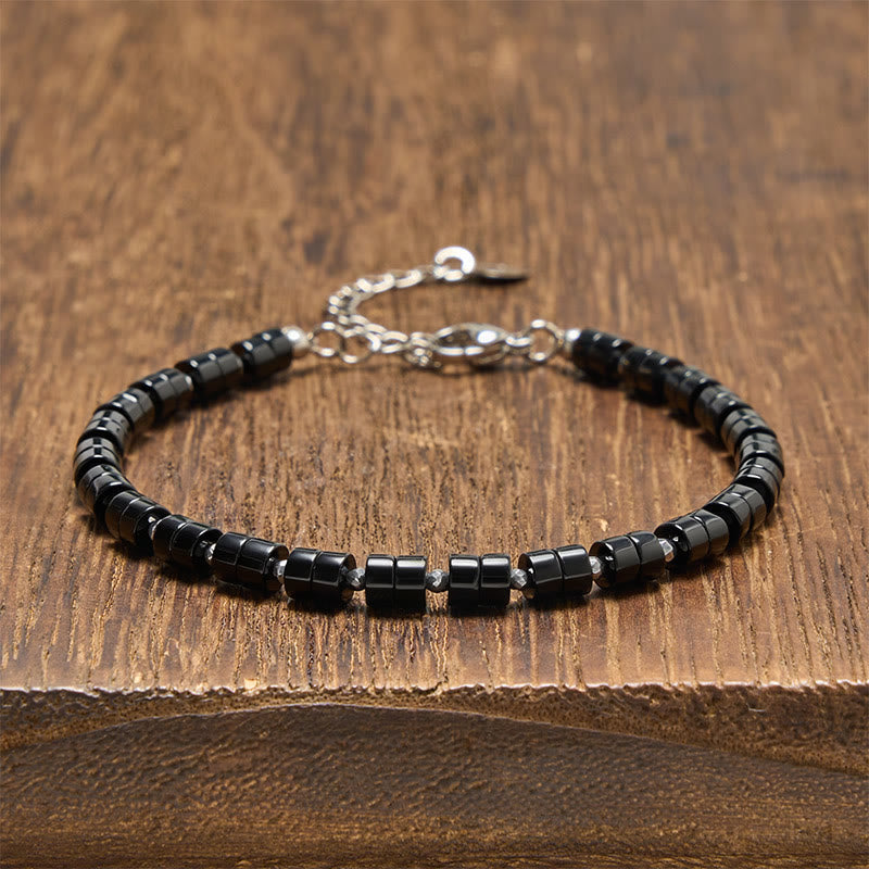 Calm and Spiritual Awareness Amethyst Tiger's Eye Rose Quartz Blue Spot Jasper Black Obsidian Flat Bead Bracelet