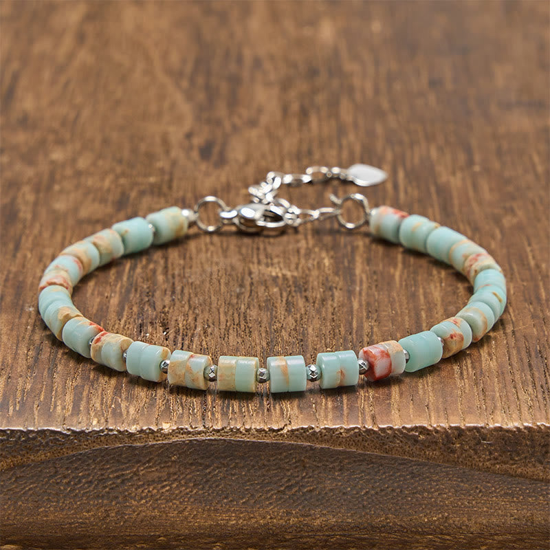 Calm and Spiritual Awareness Amethyst Tiger's Eye Rose Quartz Blue Spot Jasper Black Obsidian Flat Bead Bracelet