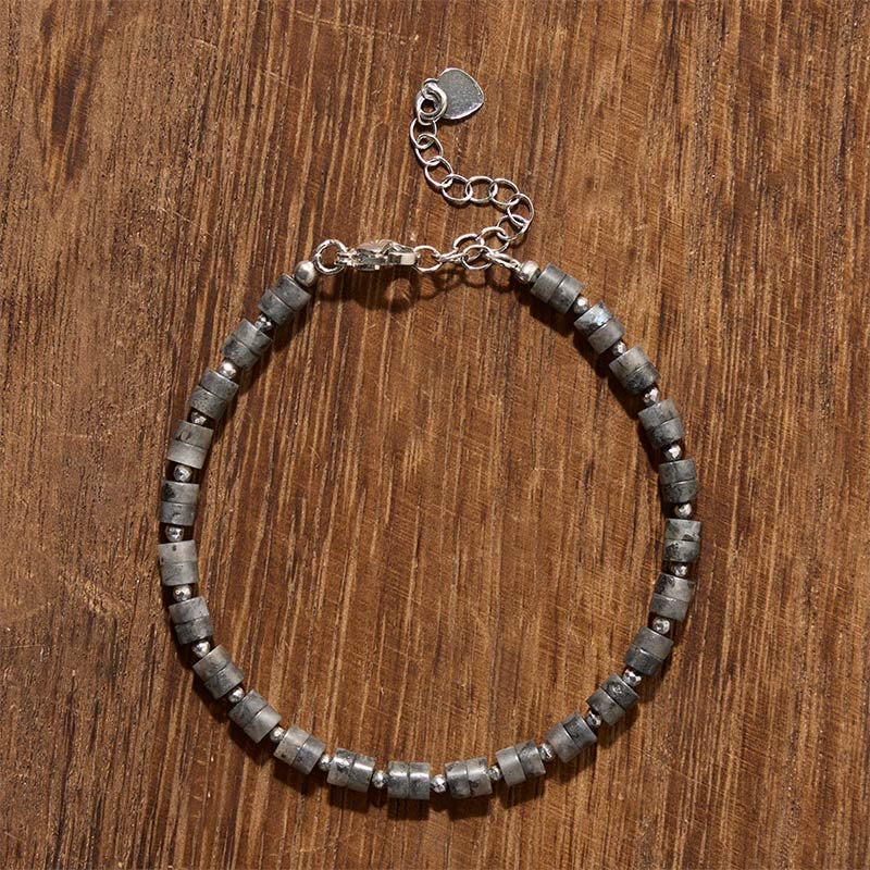 Calm and Spiritual Awareness Amethyst Tiger's Eye Rose Quartz Blue Spot Jasper Black Obsidian Flat Bead Bracelet