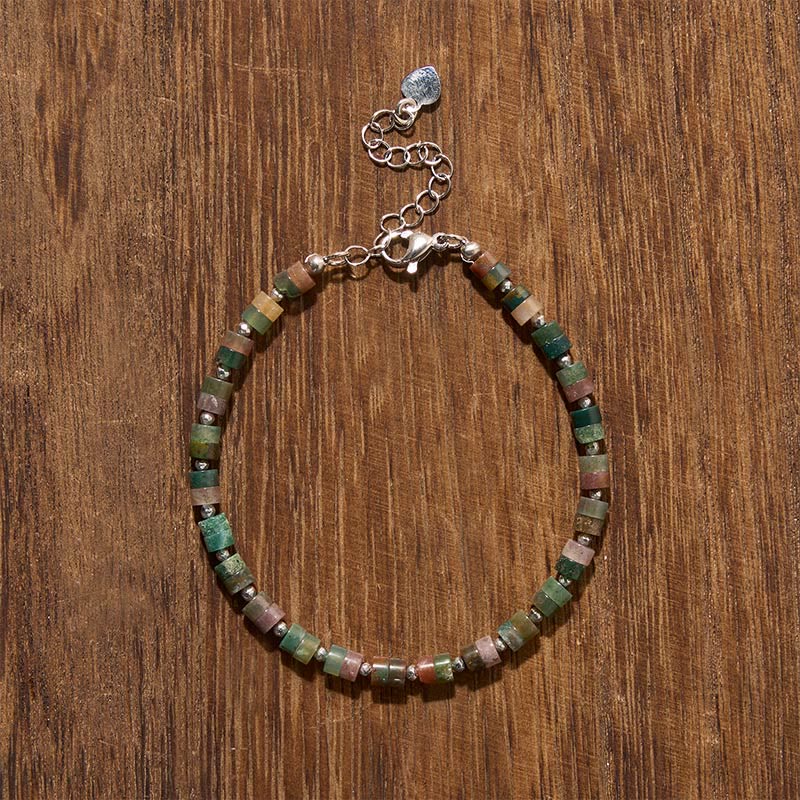Nimara Ritual Amethyst Tiger's Eye Rose Quartz Blue Spot Jasper Black Obsidian Calm Flat Bead Bracelet