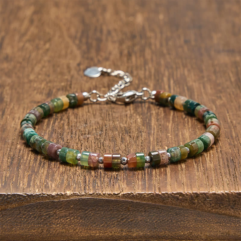 Calm and Spiritual Awareness Amethyst Tiger's Eye Rose Quartz Blue Spot Jasper Black Obsidian Flat Bead Bracelet