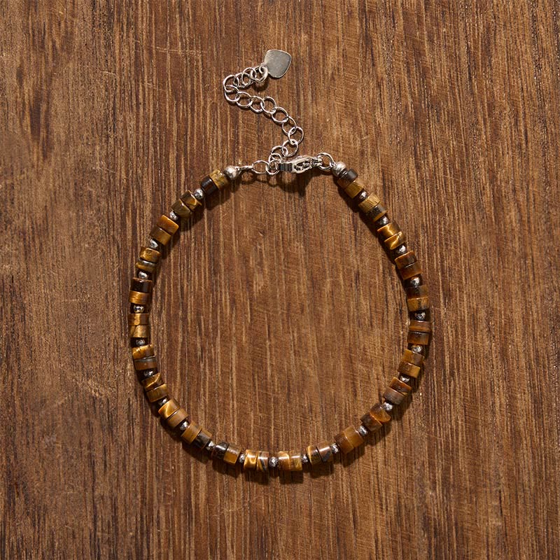 Nimara Ritual Amethyst Tiger's Eye Rose Quartz Blue Spot Jasper Black Obsidian Calm Flat Bead Bracelet