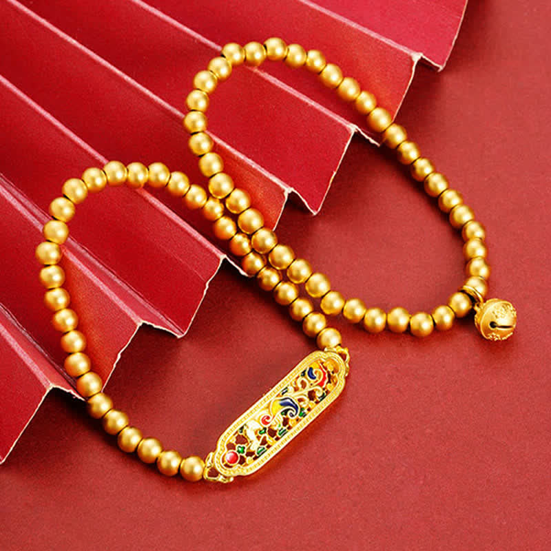 Nimara Ritual Copper Peacock Enamel Self Confidence Beaded Charm Bracelet