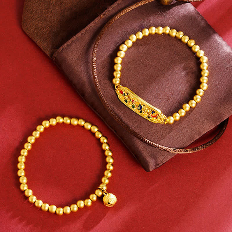 Nimara Ritual Copper Peacock Enamel Self Confidence Beaded Charm Bracelet