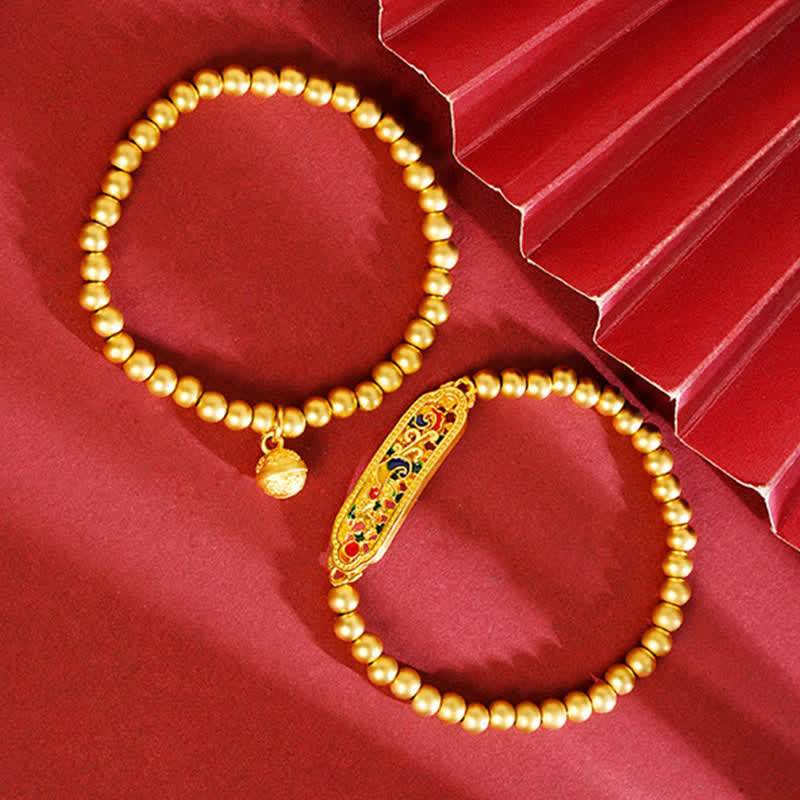 Nimara Ritual Copper Peacock Enamel Self Confidence Beaded Charm Bracelet
