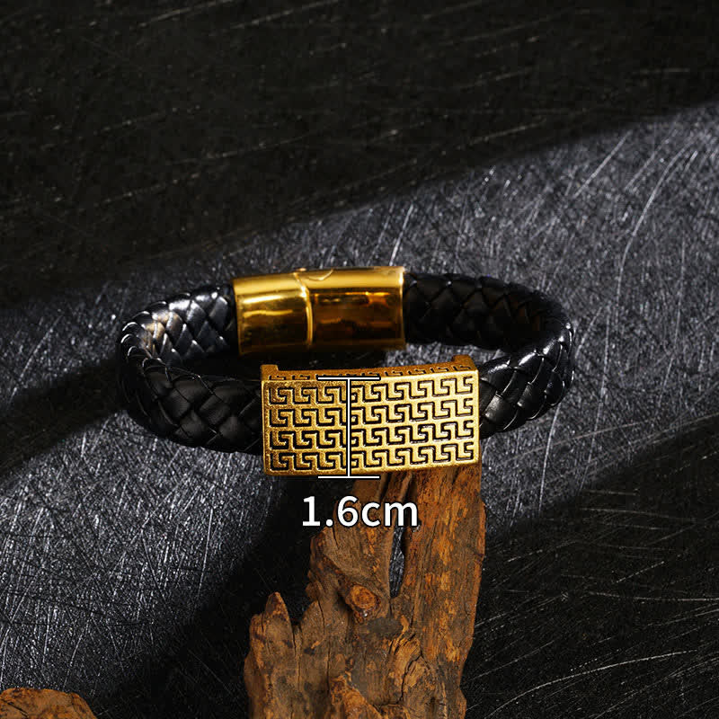 Nimara Ritual Braided Leather Pi Xiu Fu Character Wealth Bracelet