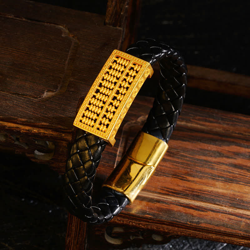 Nimara Ritual Braided Leather Pi Xiu Fu Character Wealth Bracelet