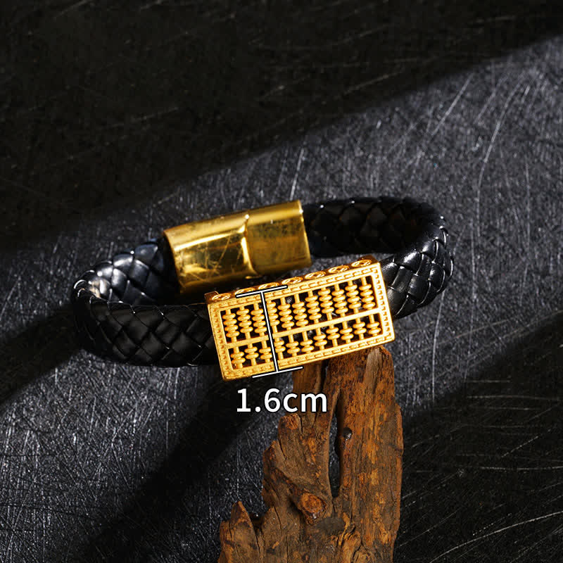 Nimara Ritual Braided Leather Pi Xiu Fu Character Wealth Bracelet