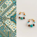 Protection and Courage Turquoise Tiger Eye Pearl Handmade Earrings