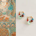 Nimara Ritual Handmade Red Agate Aquamarine Black Rosewood Liuli Confidence Earrings