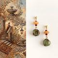 Nimara Ritual Unakite Chalcedony Balance Teardrop Drop Earrings