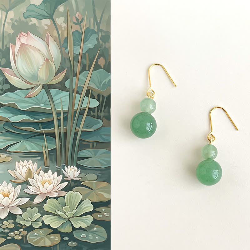Nimara Ritual Green Aventurine Luck Drop Earrings