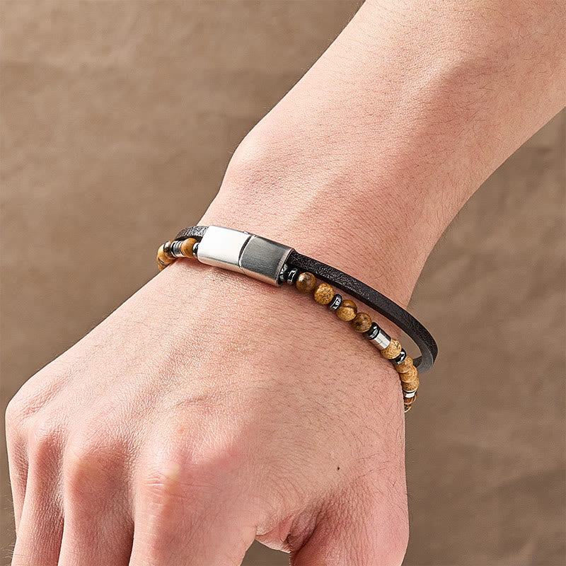 Nimara Ritual Lapis Lazuli Truth Double Wrap Leather Bracelet