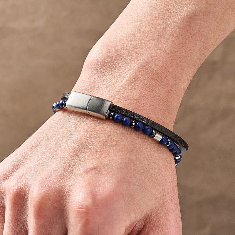 Nimara Ritual Lapis Lazuli Truth Double Wrap Leather Bracelet