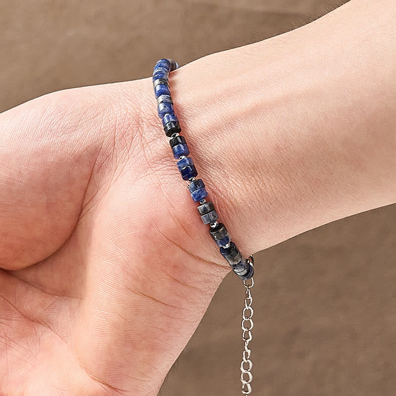 Nimara Ritual Amethyst Tiger's Eye Rose Quartz Blue Spot Jasper Black Obsidian Calm Flat Bead Bracelet