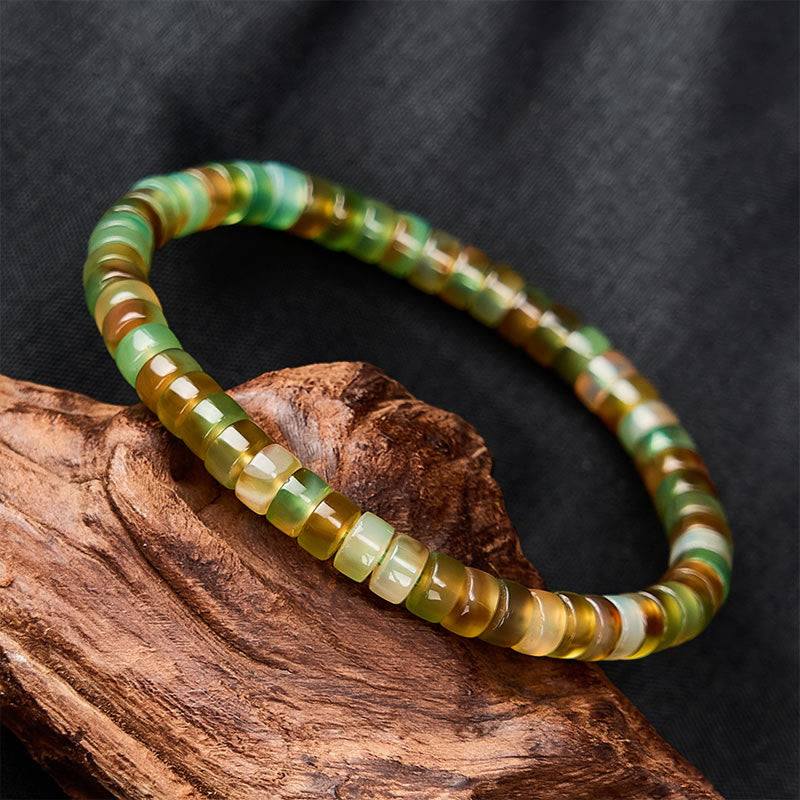 Nimara Ritual Natural Green Agate Faceted Rondelle Healing Bracelet