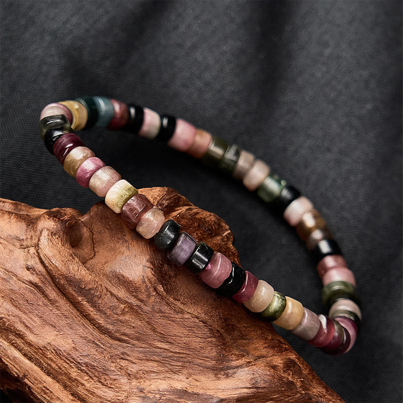 Nimara Ritual Multicolor Tourmaline Protection Faceted Tablet Bead Bracelet