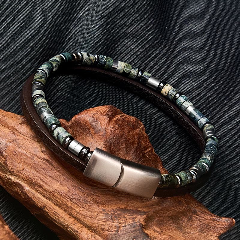 Nimara Ritual Lapis Lazuli Truth Double Wrap Leather Bracelet