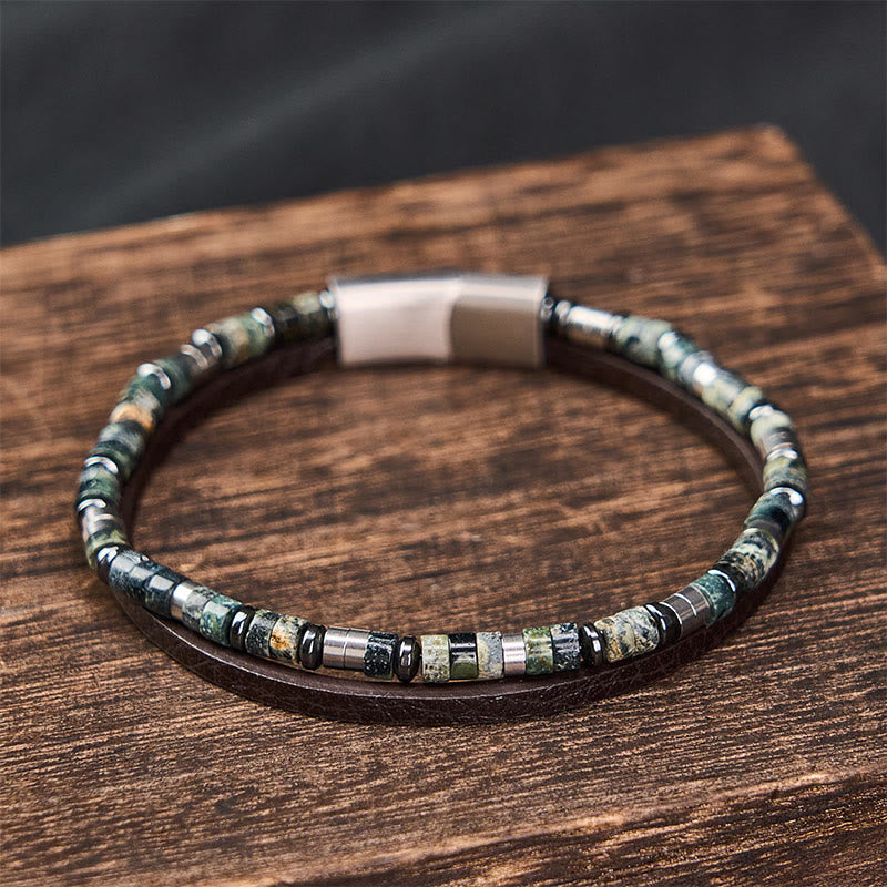 Nimara Ritual Lapis Lazuli Truth Double Wrap Leather Bracelet